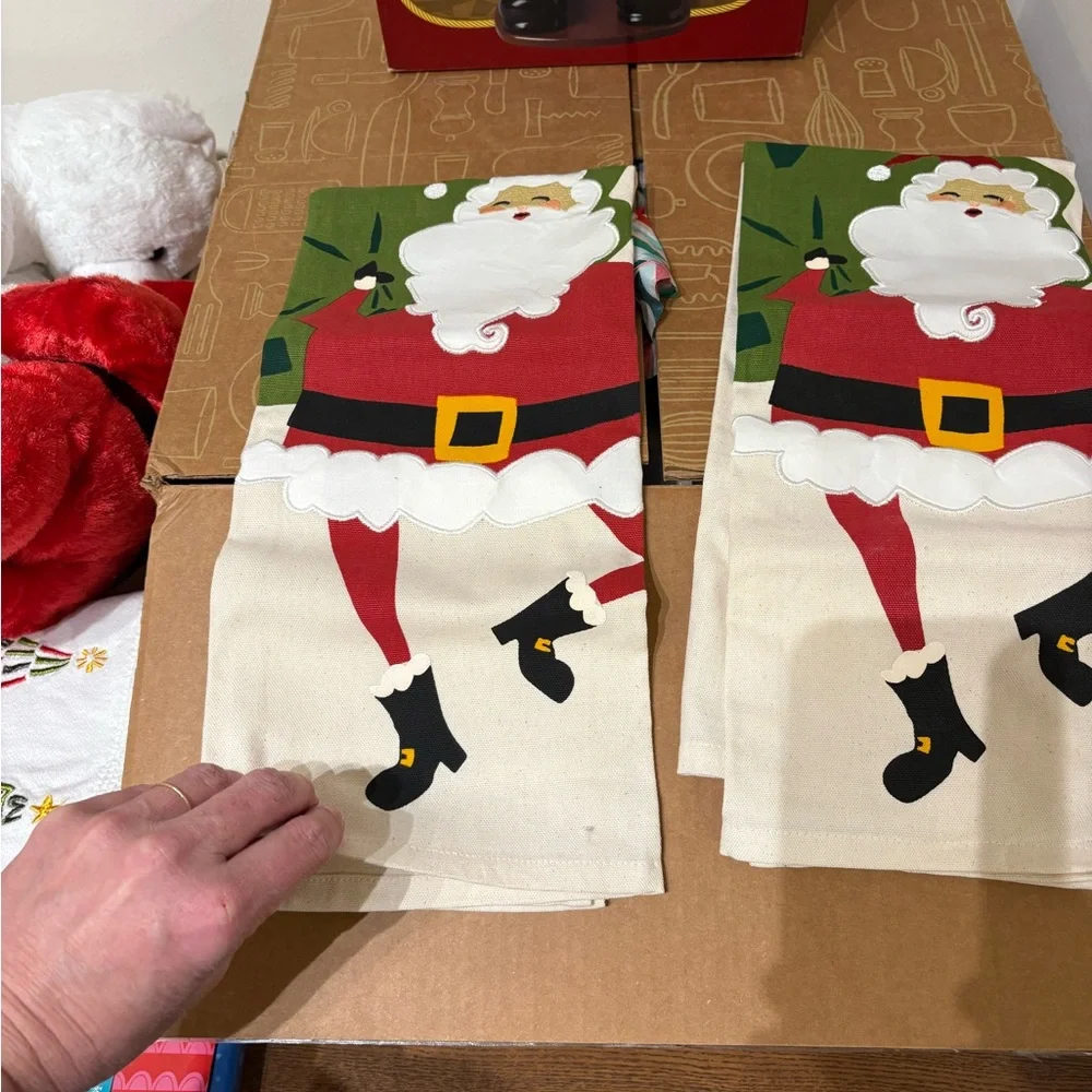 Crate and barrel Santa towels